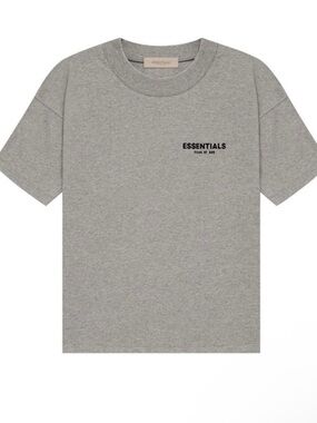 Essentials Kids Grey Crewneck Tee with Black Logo